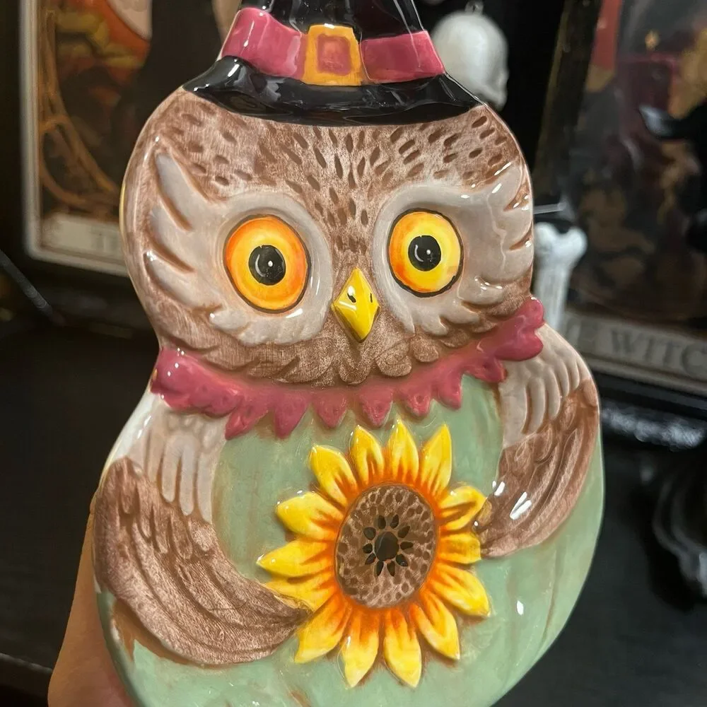 Johanna Parker Fall Thanksgiving Owl Sunflower Mini Plate